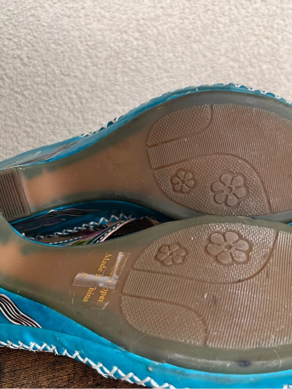 Colorful Teal Sandals with Pink Floral Accents - Picture 8 of 16